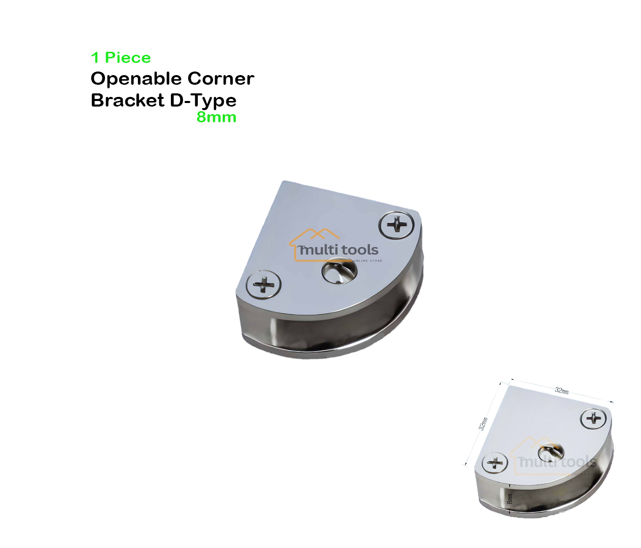 Openable Corner Bracket D-Type For 8mm Glass